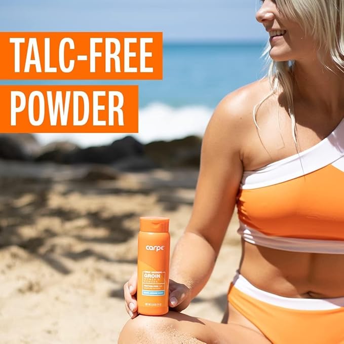 Carpe Sweat Absorbing Talc-Free Body Powder for Women, Anti-Chafing and Safe for Feminine Areas, White Jasmine Scent, 2 Pack