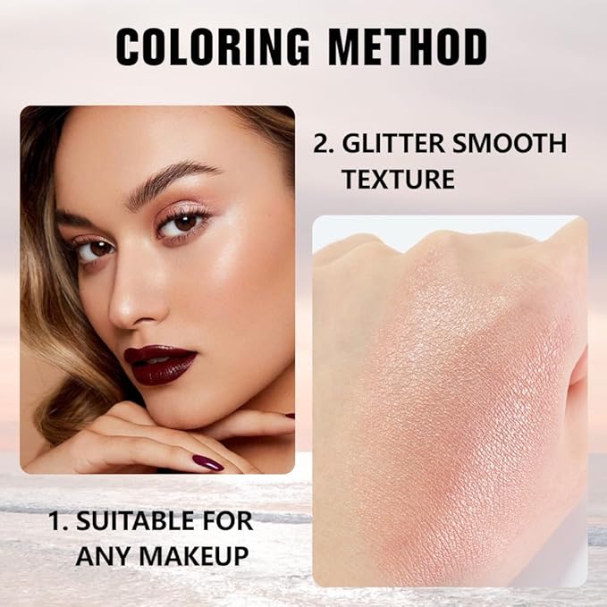 Glittler Single Eye Shadow Palette Makeup, Champagne Shimmer Monochrome Eyeshadow For Older Women, Pigmented Waterproof Sombras Para Ojos, Vegan, Talc, Paraben & Cruelty Free, 03