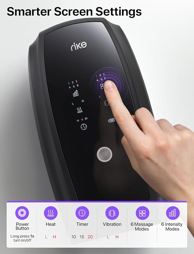 RIKE Hand Massager, 6 Modes 6 Intensities Hand Massager with Heat and Compression Arthritis and Carpal Tunnel, Birthday Gifts for Women Men (Black)