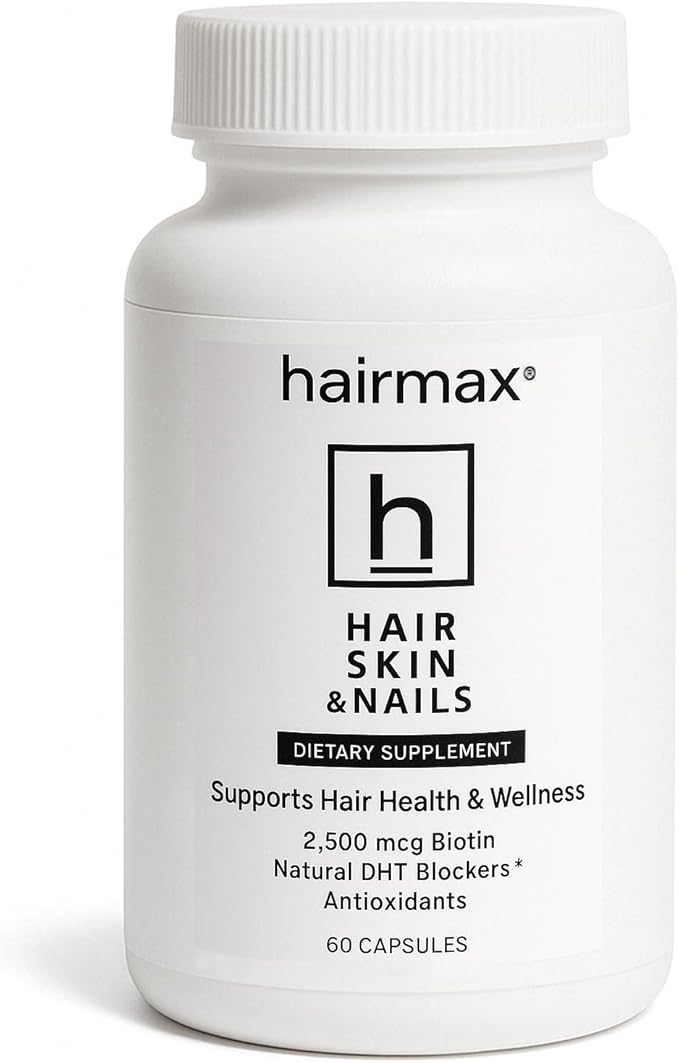 Hairmax Hair, Skin and Nails Dietary Supplement – Hair Loss & Hair Regrowth Treatment. 2500mcg Biotin, DHT Blocker, MSM & Antioxidants, 60 Capsules