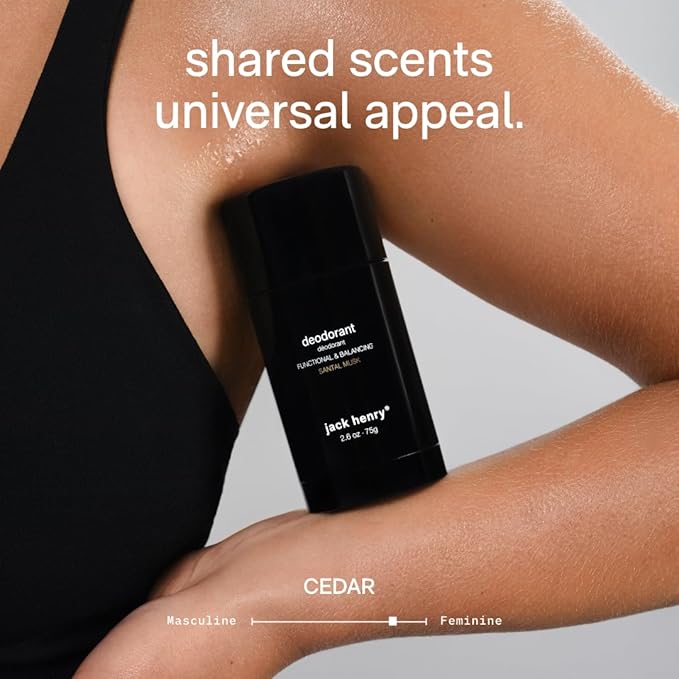 Jack Henry Natural Deodorant for Men & Women, Cedar Scent, Aluminum Free Deodorant with Shea Butter, Probiotics, Vegan Plant Based, Long Lasting, Baking Soda Free with Coconut MCT, 2.65 oz