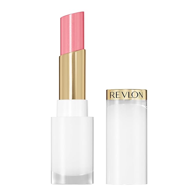 REVLON Super Lustrous Glass Shine Balm, Hydrating Tinted Lipstick, Sheer, Glossy Shiny Finish, 002 Pink Flip, 0.11 oz