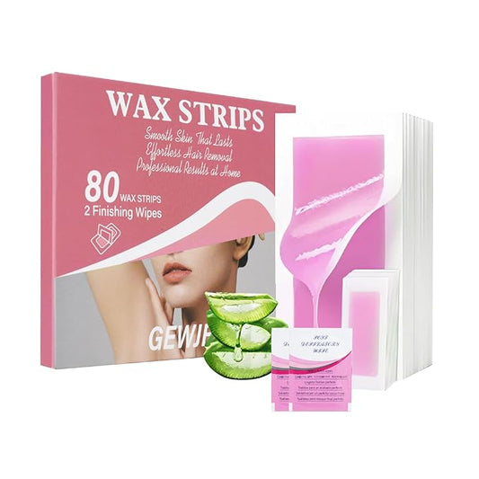 80PCS Wax Strips for Hair Removal, Waxing Kit for Women, Eyebrow Wax Strips & Facial Hair Removal, Sensitive Skin Friendly, Multi-Use on Face, Legs, Bikini Area, Long-Lasting Smoothness