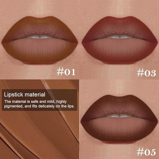 3Pcs Gradient Matte Lipstick Crayon Lip Liner pencil, Flawless Contour Gradual Ombre Effect lip Pencil, for Women Long Lasting Waterproof Smudge Proof Lipstick Pencil 01#+03#+05#