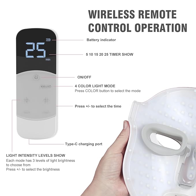 FSA Pro LED Light Therapy Facial Mask- Target Acne Removal, Wrinkles & Redness with Salon-Level Light Therapy at Home,Restore Skin