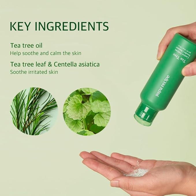 Papa Recipe Tea Tree Enzyme Powder Cleanser – Gentle Exfoliating Facial Wash for Sensitive Skin – Low pH Korean Skincare Face Wash for Clearer, Calmer Skin
