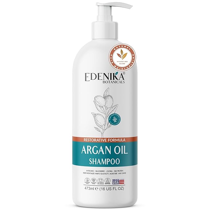 Moroccan Argan Oil Shampoo with Biotin | Repairs Treated, Dry & Damaged Hair, Deeply Hydrating & Nourishing, Paraben & Sulfate Free, Men & Women (16 fl oz Each)