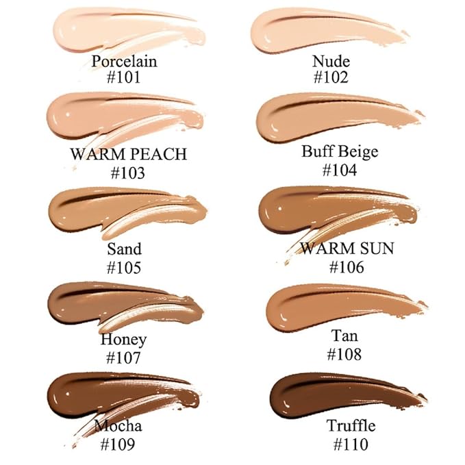 2 Pack Meifen Foundation 103# Warm Peach and 104# Buff Beige,Full Coverage Flawless Soft Matte 24 HR Oil Control Waterproof Concealer Liquid Foundation Makeup. ﻿