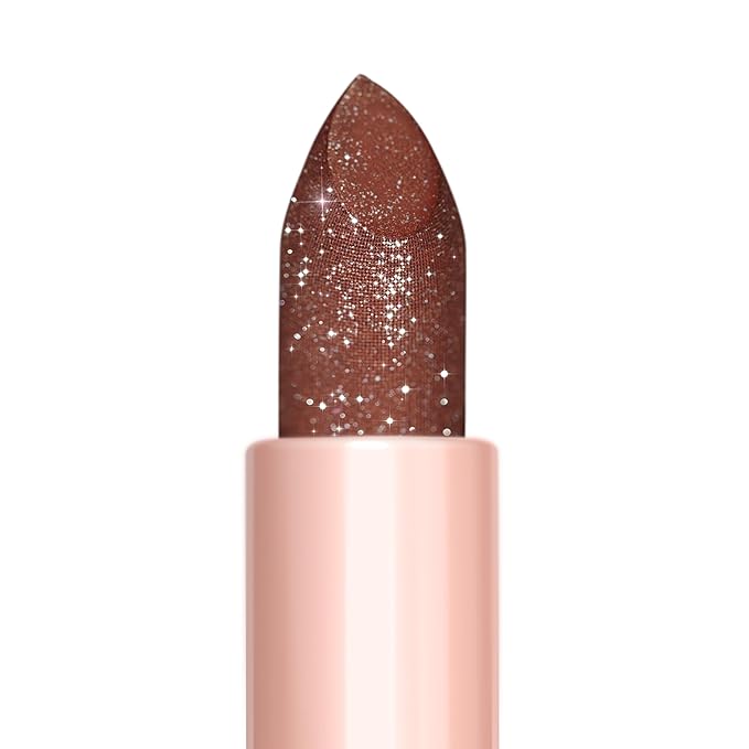 Oulac Shimmer Brown Lipstick, Infinity High Shine Finish, Hydrating Lip Color Infused with Damask Rose Oil for All-Day Comfort, Gluten-Free Vegan Beauty, D06 Brown Diamond