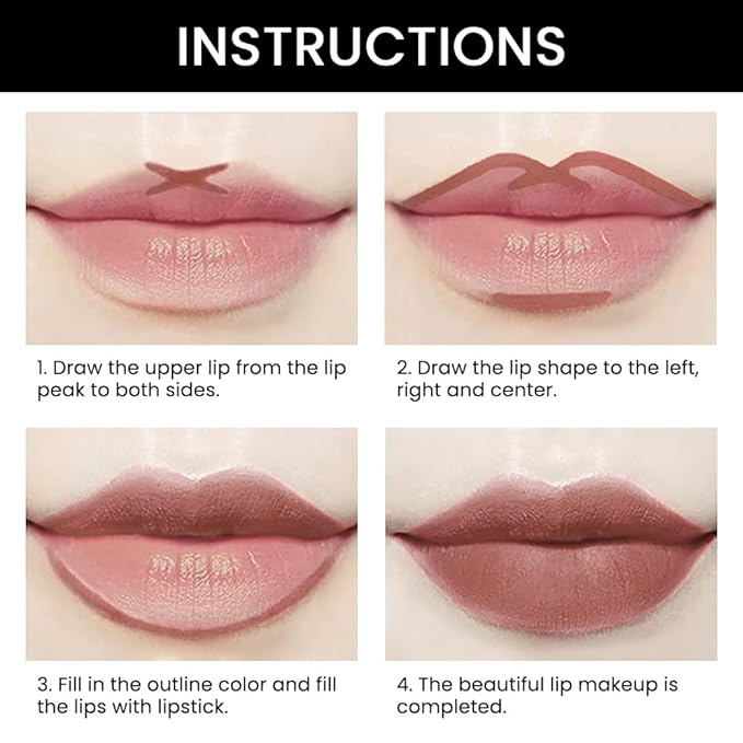 Kaely 2-in-1 Nude Brown Beige Velvet Matte Lip Liner & Lipstick Combo Set Kit for Women, Magic 24 Hours Lipstick and Lip Liner Makeup Set Stain Long Lasting Waterproof labial 48