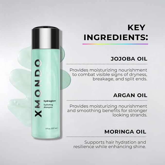 XMONDO Hair Hydraglow Hydrating Conditioner | Vegan Formula with Jojoba, Argan, and Moringa Oils to Lock In Moisture, Control Frizz, and Uncover Healthy Smooth Hair, 8 Fl Oz 1-Pack