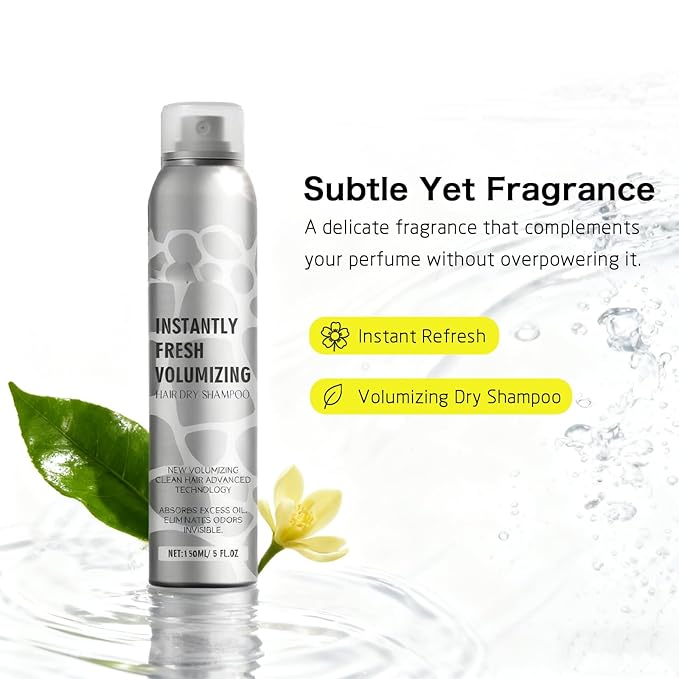 Dry Shampoo Spray for Women Dark Hair Oil Absorbing No White Residue Fashion Volumizing Hair Style, 72-Hour Refresh hair, 5.07 Fl Oz