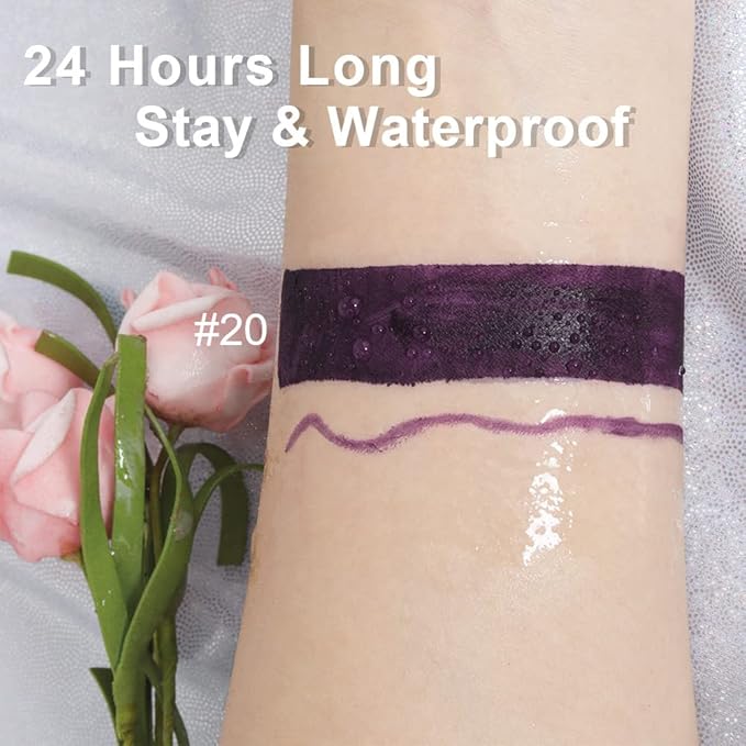 Amy's Diary 2Pcs Dark Purple Lip Liner and Lipstick Matte Makeup Set, Darkest Eggplant Plum 24H With Liner Set, Matt Liquid Long Lasting Mate Dark Berry (#20)