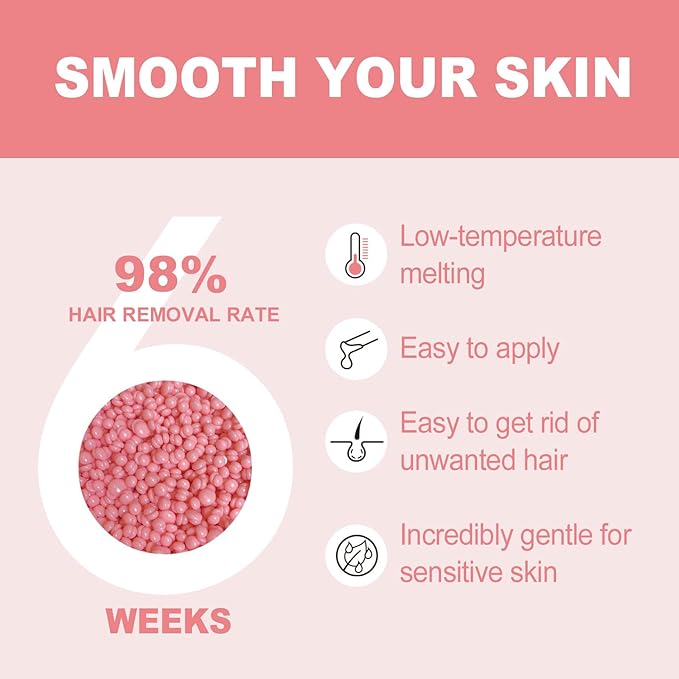 5lb Wax Beads for Hair Removal, 80 oz Bulk Big Bag of Pink Hypoallergenic Wax Bean Refill for Commercial Salon & At-Home Use, Full Body (Brazilian, Bikini, Face, Underarm, Legs) Coarse & Fine Hair