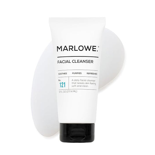 MARLOWE. No. 121 Facial Cleanser 6 oz, Daily Mens Face Wash with Natural Extracts & Antioxidants, Soothes, Purifies, Refreshes, Thick Lather, Fresh Woodsy Scent