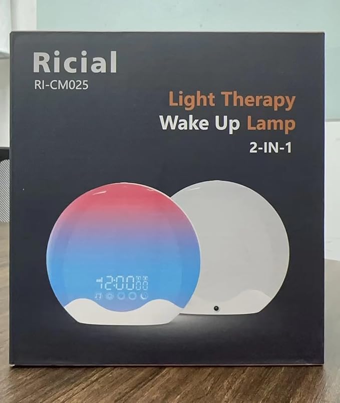 Light Therapy Lamp, Sunlight Alarm Clock with 10,000 Lux Therapy Light, Wake Up Light with 20 Brightness & 4 Color Temperature, Dual Alarms & Snooze,11 Atmosphere Lights and Sleep Aid