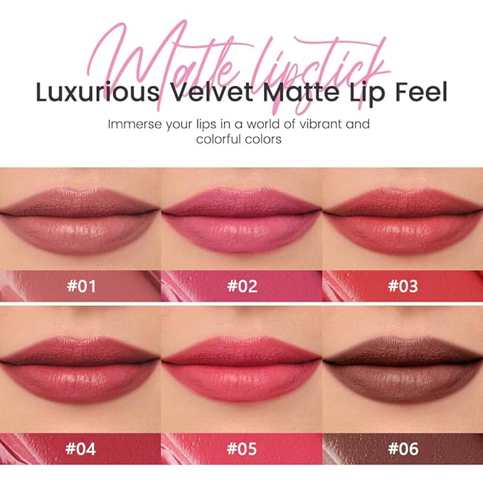 Cerise Matte Lipstick Crayon - High Pigment Creamy Formula, Waterproof Long Lasting, Smooth Glide Application, Non-Sticklipstick, Ultra Thin Lightweight, Velvet Matte Lip Feel for Women 02#