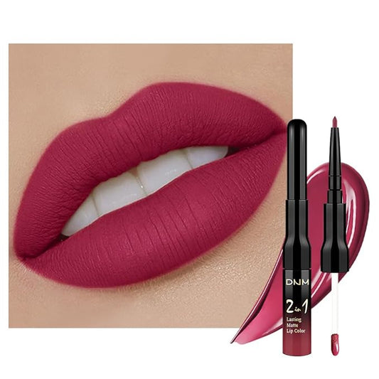 evpct 1Pcs Deep Cranberry Red Matte Lip Liner and Liquid Lipstick Stain Makeup Set for Women, Red Long Lasting Smudge Proof Lipstick labiales matte mate larga duracion listip 24 hours originales, 39#