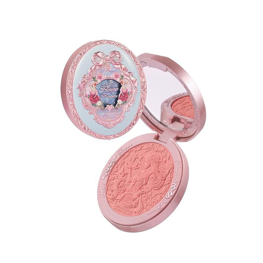 Flower Knows Midsummer Fairytales Velvet Embossed Blush,Tangerine Matte Finish,Buildable & Blendable Powder Blush for cheeks,Natural Flush for All Skin Tones(04 Summer Blossom,5g)