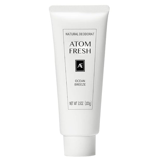 Atom Fresh Natural Whole Body Deodorant Cream – 72H Long-Lasting Odor Control – Aluminum-Free, Baking Soda-Free – With Amino Acids & Probiotics – Fast-Absorbing, No Residue – Ocean Breeze – 3.5 oz