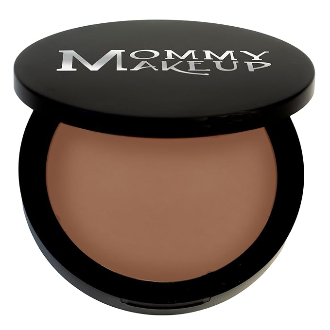 Mineral Dual Powder - 4-in-1 Pressed Mineral Foundation with SPF 15 for Flawless Glow - Oil-Free, Talc-Free, Gluten-Free, 0.45 oz (Puddin' - Dark) by Mommy Makeup