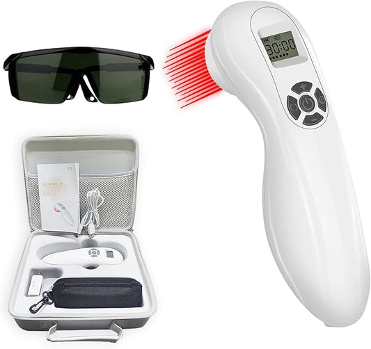 Powerful Cold Red Light Device for Body, Near Infrared Light for Joint Muscle with LED Display- Multi-Speed Regulation with Pulse Function(650nm+808nm)-White