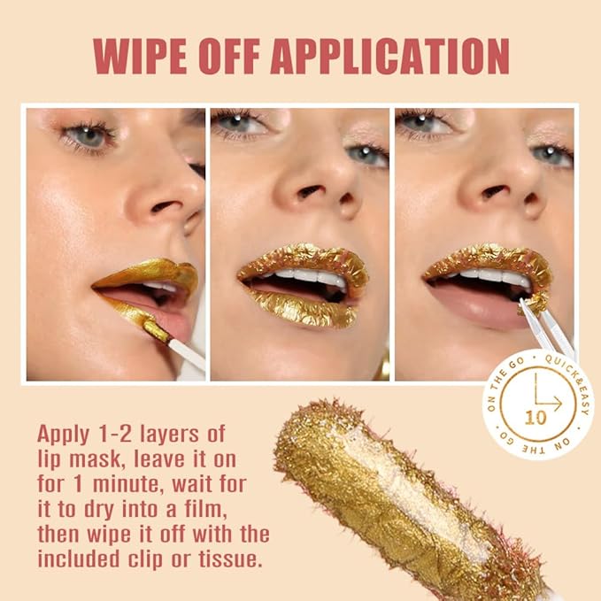 Light Brown Liquid Matte Lip Liner Stain Peel Off with Tweezer, Long Lasting, Waterproof New Gold Matte Lipstick Lip Gloss Tattoo for Women, Smudge-proof Non-Stick Cup Lip Tint Makeup 01#