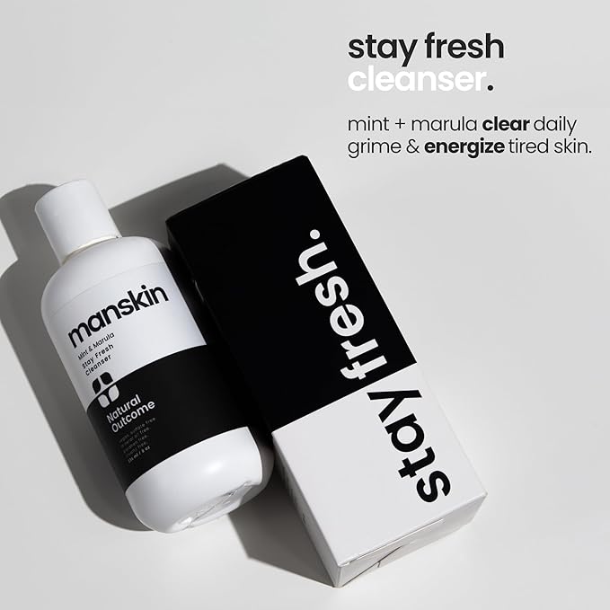 natural outcome Mens Face Wash Cleansing Gel with Mint and Marula Oil - Daily Cleanser Face Wash for Men - Sulfate Free 8 oz