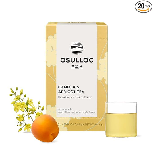OSULLOC Canola & Apricot Tea (Aromatic Canola flower & Apricot), Premium Blended Tea from Jeju, Tea Bag Series 20 count
