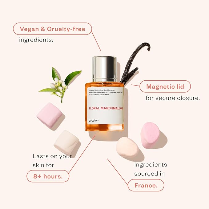 Dossier - Eau de Parfum - Floral Marshmallow - Inspired by By Kilian's Love,Don't Be Shy - Perfume Luxury - Pure Infused - Paraben-Free - Vegan - Feminine - For Women -Fragrance 3.4 oz (Spray 100ml)