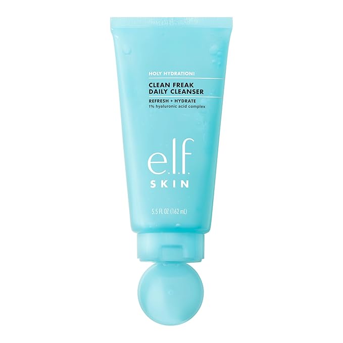 e.l.f. SKIN Holy Hydration! Clean Freak Daily Cleanser, Gentle Hydrating Gel Face Cleanser, Made With Hyaluronic Acid, Vegan & Cruelty-Free, 5.5 fl oz