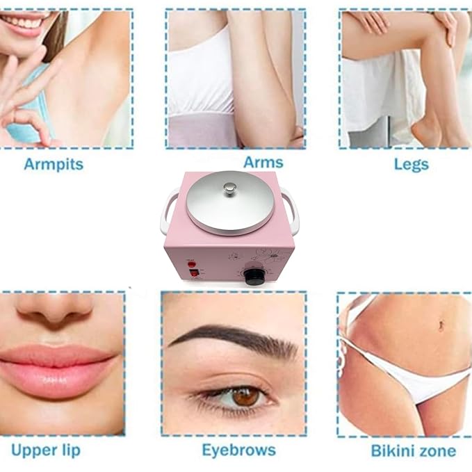 Single Pot Wax Warmer, Professional Electric Wax Heater Machine Facial Skin SPA Equipment with Adjustable Temperature Set(Pink)