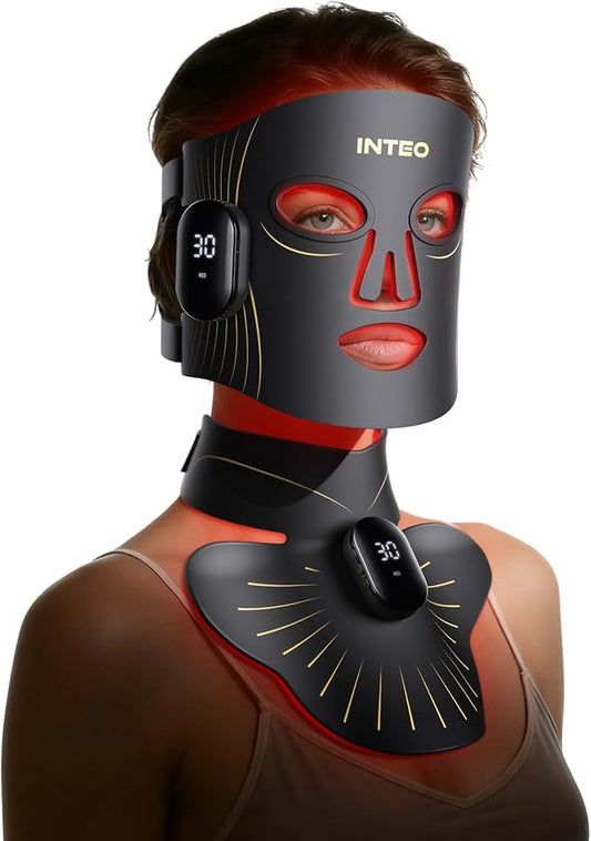 Red Light Therapy for Face and Neck, 4 Modes Cordless Face Mask Light Therapy with Neck Masks, 850nm Infrared & Red Light Mask, 2000mAh Rechargeable Light Therapy Skin Care at Home (680 Beads)
