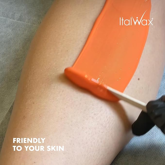 Italwax Top Line Coral Hard Wax 1lb (450g) – Creamy Intense Orange Texture with Strong Grip, Ideal for Bikini & Coarse Hair, Smooth Application for Sensitive Skin – Made in Italy