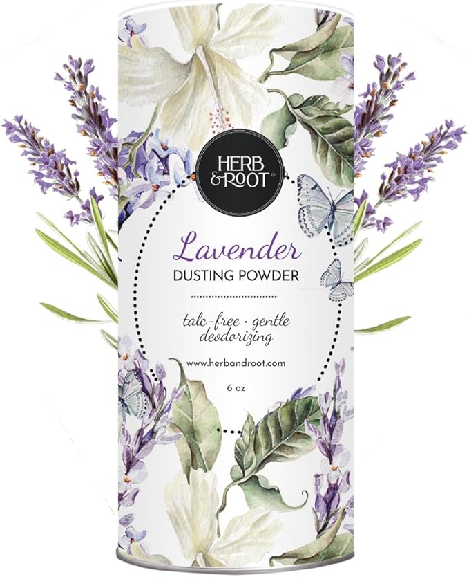 Lavender Talc-Free Dusting Powder with Arrowroot, Oats, Zinc & Magnesium - Soothing Body Powder for Women, Chafing & Deodorizing