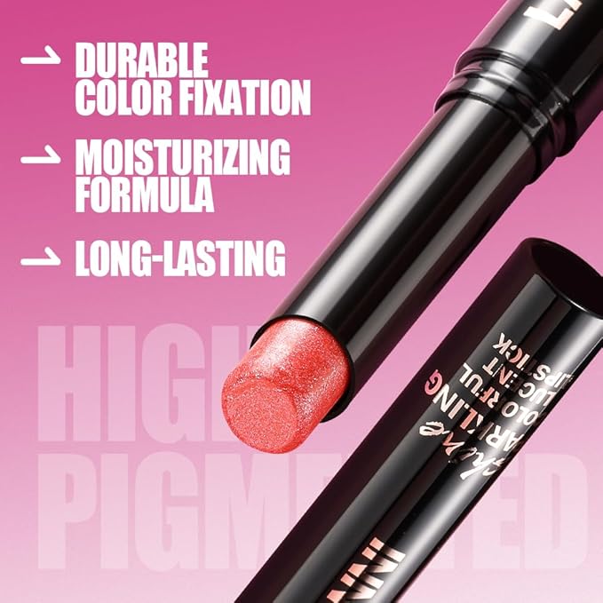 Jolilab 2Pcs Sparkling Lipstick Lip Gloss Long Lasting Waterproof Moisturizer Lip Balm Glitter Shimmer Metallic Lipstick, Diamond Shiny Bold Glow Goth Lipstick for Women Girls,Non-sticky(09+10