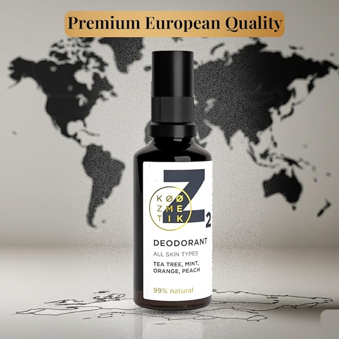 Z2 Natural Deodorant Spray For Women & Men | 99% Natural, Aluminum-Free & Cruelty-Free | Mint, Orange, Peach | Long-Lasting & Gentle Odor Protection | 50 ml (1.7 oz)