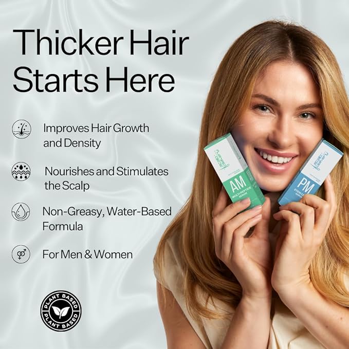 Stem Cell Serum for Men & Women - Helps Reduce Hair Loss - Strengthens & Thickens - Plant-Based - Combats Thinning Hair - Healthy Longer Hair - Root Nourishing Night (PM) - 28ml