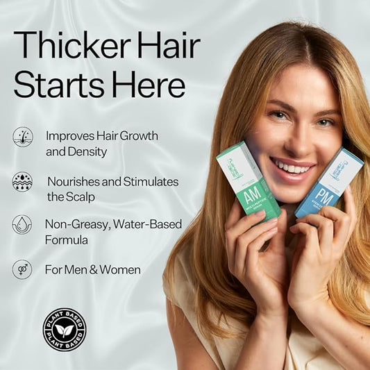 Multi-Peptide Serum for Men & Women - Helps Reduce Hair Loss - Strengthens & Thickens - Plant-Based - Combats Thinning Hair - Healthy Longer Hair - Root Awakening Morning (AM) - 28ml