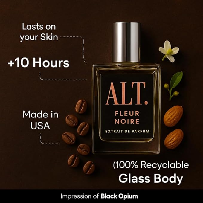 ALT. FRAGRANCES Fleur Noire 100ml Inspired by BlackOpium Extrait de Parfum Long Lasting Perfume for Women, Signature Scent Women’s Fragrance