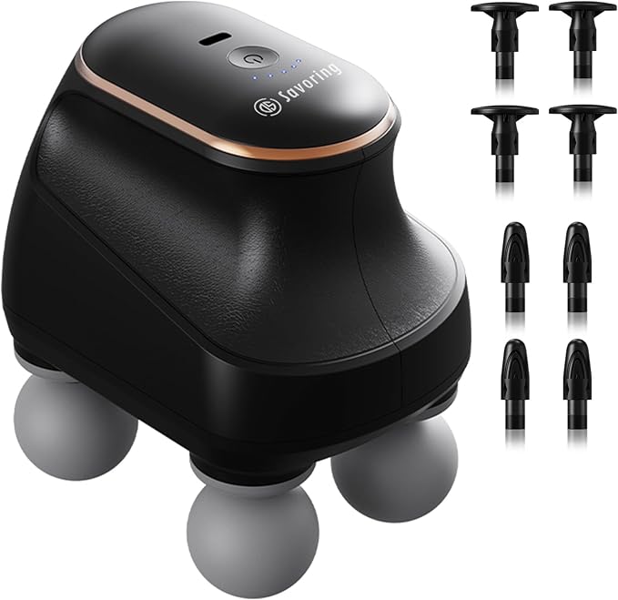 4 Head Massage Gun Deep Tissue, Mini Percussion Muscle Massage Gun for Pain Relief, Portable Electric Muscle Massager with 5 Speeds, 3 Attachments, USB Rechargeable - Ideal Gift for Men & Women
