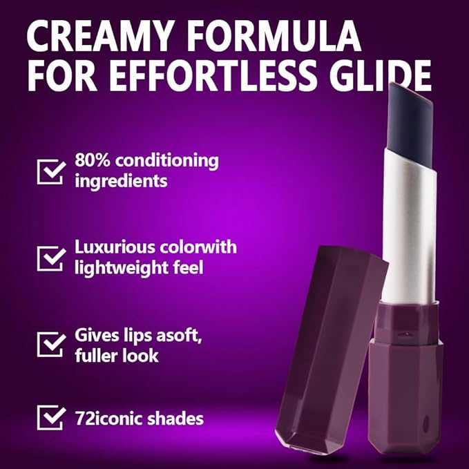 Dark Purple Blue Matte Creamy Lipstick for Women, Longwear Lip Gloss Face Paint Stick, Lip Stick Stain Long Lasting Waterproof Easy Application Full Coverage Velvet Gloss for Party Halloween Makeup 08