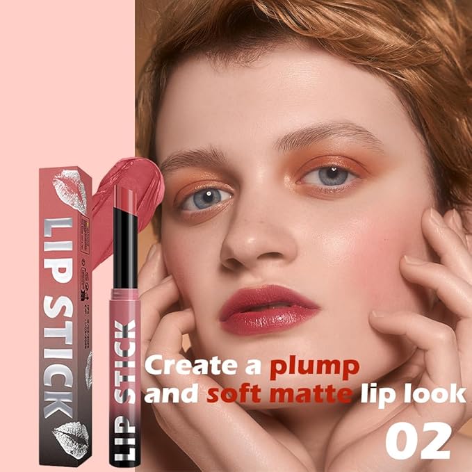 Coral Red Matte Lipstick for Women, Long Lasting Waterproof Transfer-Proof Vegan, 24 Hours Moisturizing Glossy Shine Lip Gloss, Lipstick Palette Beauty Products Makeup All-Day Formula A02#