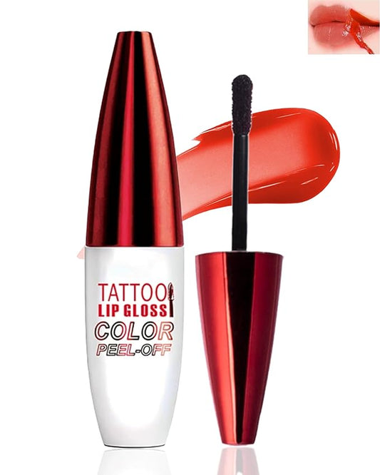 Peel Off Lip Stain Tattoo Lip Gloss,Nude Red Matte Lip Liner Stain Peel Off Waterproof Long Lasting,Highly Pigmented Transfer-Proof Lips Tint Non-Stick Tinted Liquid Lipstick Makeup for Women-02