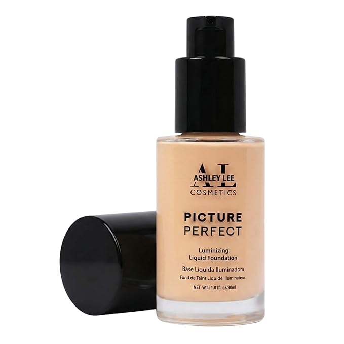 Ashley Lee Picture Perfect Luminizing Liquid Foundation – Lightweight Buildable Coverage, Natural Radiant Finish, Long-Lasting, Smooth Blend, Cruelty-Free, Glass Bottle (6. Beige)