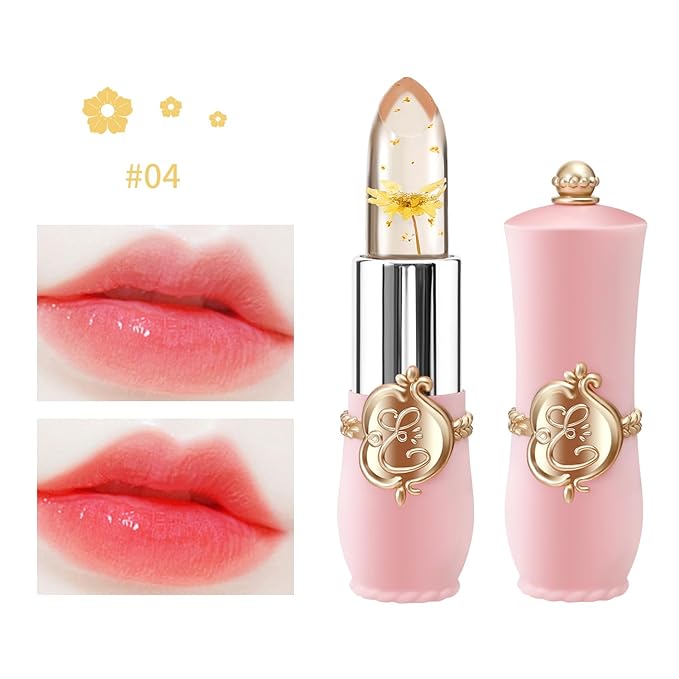 BestLand 3 Pcs/Set Flower Jelly Lipstick Set Temperature Change Moisturizer Long Lasting Nutritious Balm Magic Color Change Lip Gloss (Flower Jelly Lipstick 040506)