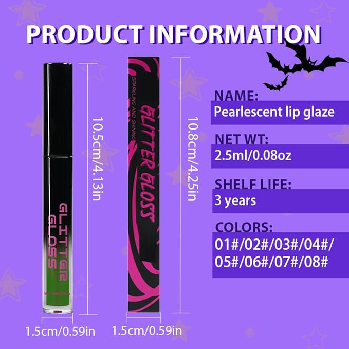 Green Metallic Lipstick for Women,Matte Sparkling Liquid Lipstick,Long Lasting Waterproof Lightweight Comfortable Non-Drying Bold Dark Lip Gloss for Gothic Stage Makeup,Cruelty Free