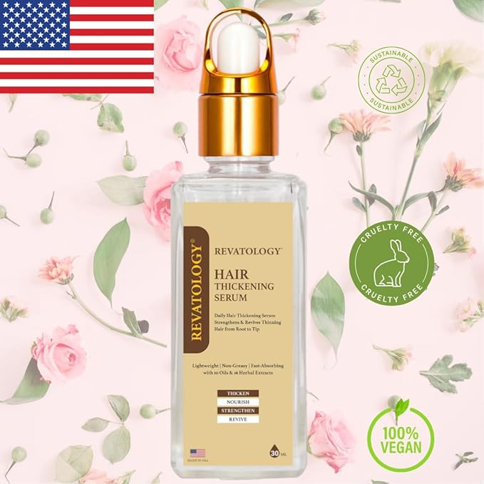 REVATOLOGY Leave-in Hair Thickening Serum for Women (Made in USA) Science-Backed Formula with Rosemary, Biotin-Rich 30 Cold-Pressed Herbs & Oils Nourishes and Volumizes | Cruelty & Chemical Free