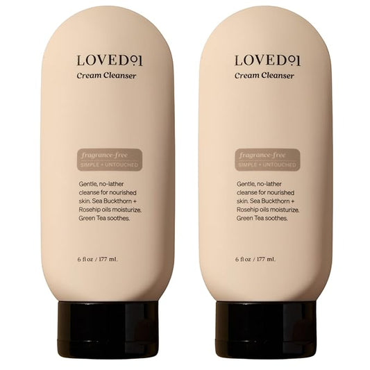 Loved01 Face & Body Cream Cleanser, John Legend Skincare, Gentle Daily Wash for All Skin Types, Hydrating & Moisturizing Cream-to-Clean Formula, Fragrance-Free, 2-Pack (6 oz Each)