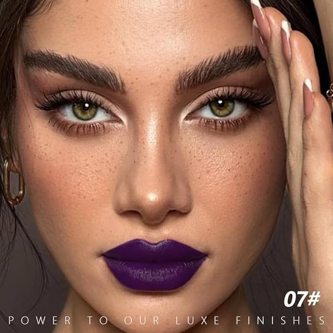 Dark Deep Purple Matte Creamy Lipstick for Women, Longwear Lip Gloss Face Paint Stick, Lip Stick Stain Long Lasting Waterproof Easy Application Full Coverage Velvet Gloss for Party Halloween Makeup 07